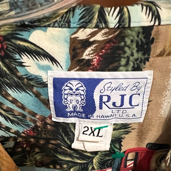 RJC Hawaiian Blue and Brown Casual Hawaiian Button Down Shirt with Relaxed Fit - Picture 3 of 3